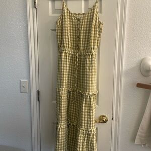 notPERFECTLINEN lime gingham Juliette Maxi Dress